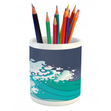 Ocean Curl Sea Waves Pencil Pen Holder