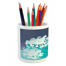 Ocean Curl Sea Waves Pencil Pen Holder