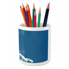 Sea Oriental Waves Pencil Pen Holder