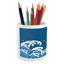 Sea Oriental Waves Pencil Pen Holder