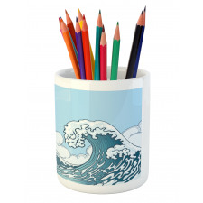 Tsunami Wave Scene Pencil Pen Holder