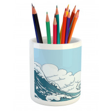 Tsunami Wave Scene Pencil Pen Holder