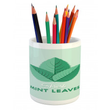 Fresh Mint Leaves Calligraphy Pencil Pen Holder