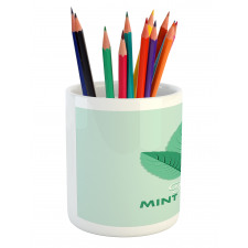 Fresh Mint Leaves Calligraphy Pencil Pen Holder