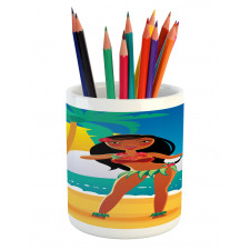 Hawaiian Woman Dancing Pencil Pen Holder