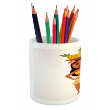 Tropical Girl Pineapples Pencil Pen Holder