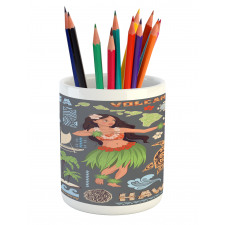 Tribal Aloha Retro Folks Pencil Pen Holder