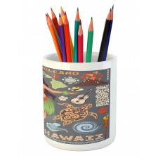 Tribal Aloha Retro Folks Pencil Pen Holder