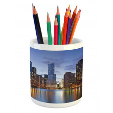 Chicago Riverside at Night Pencil Pen Holder