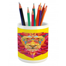 Geometric Lion Face Pencil Pen Holder