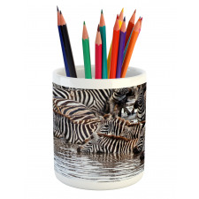 Zebra Wildebeest Herd Pencil Pen Holder