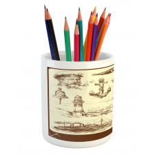 Oceanic Drawing Effect Pencil Pen Holder