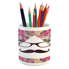 Hipster Mustache Glasses Pencil Pen Holder