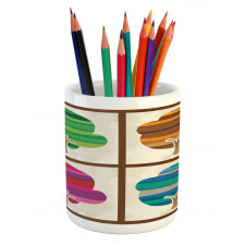 Striped Fall Silhouettes Pencil Pen Holder