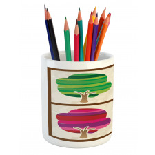 Striped Fall Silhouettes Pencil Pen Holder