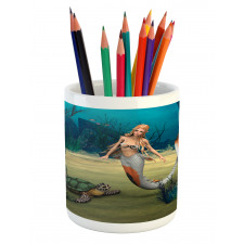 Mermaid Turtle Ocean Pencil Pen Holder