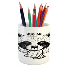 Raccoon with Hug Me Words Pencil Pen Holder