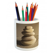 Balancing Stones on Sand Theme Pencil Pen Holder