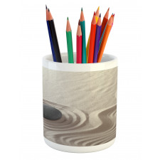 Motifs of Waves on Sand Pebble Pencil Pen Holder