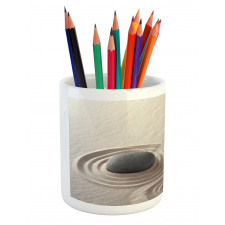 Motifs of Waves on Sand Pebble Pencil Pen Holder