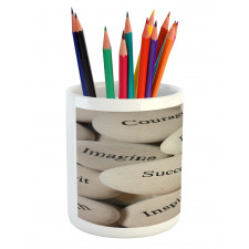 Motivational Words on Rocks Pencil Pen Holder