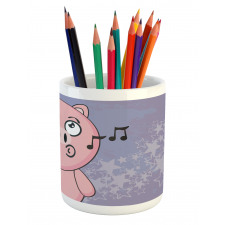 Farm Animal Singing Star Motifs Pencil Pen Holder