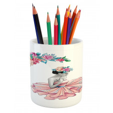 Dancer Girl in Flowers Pencil Pen Holder