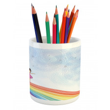 Girl Dances on Rainbow Pencil Pen Holder