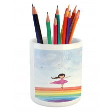 Girl Dances on Rainbow Pencil Pen Holder