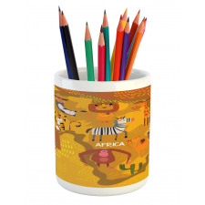 Map of Africa with Animals Pencil Pen Holder