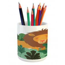 Jungle in Shades of Green King Pencil Pen Holder