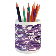 Lilac Strokes Motifs Pencil Pen Holder