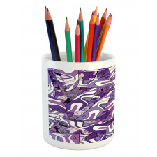 Lilac Strokes Motifs Pencil Pen Holder