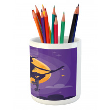 Witch Broom Silhouette Pencil Pen Holder