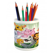 Nursery Happy Animal Doodle Pencil Pen Holder