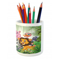 Nursery Happy Animal Doodle Pencil Pen Holder