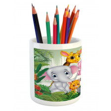 Nursery Happy Animal Doodle Pencil Pen Holder