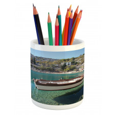 Tranquil Scene Boat on Bay Pencil Pen Holder