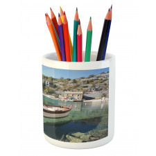 Tranquil Scene Boat on Bay Pencil Pen Holder