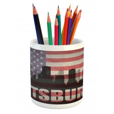 Flag Grunge Themed Pencil Pen Holder