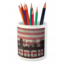 Flag Grunge Themed Pencil Pen Holder