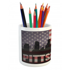 Flag Grunge Themed Pencil Pen Holder