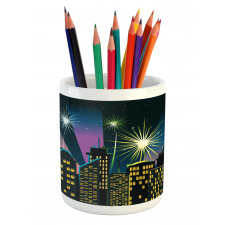 Fireworks Illustration in City Pencil Pen Holder