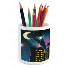 Fireworks Illustration in City Pencil Pen Holder