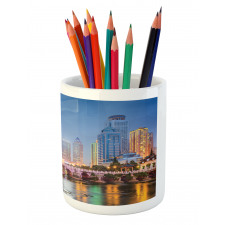 China Cityscape at Dusk Time Pencil Pen Holder