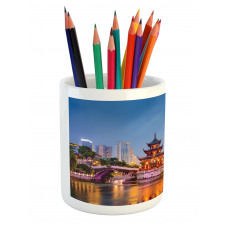 China Cityscape at Dusk Time Pencil Pen Holder