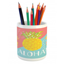 Flowers and Pineapple Pattern Pencil Pen Holder