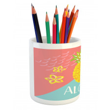 Flowers and Pineapple Pattern Pencil Pen Holder