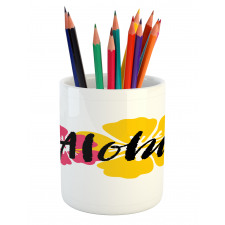 Brush Stroke Effect Hibiscus Pencil Pen Holder