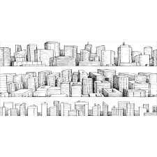 Buildings Skyscrapers Line Art Pencil Pen Holder